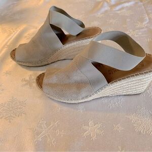 Gentle Souls Kenneth Cole Coleen Taupe Beige Espadrille Wedges Sandals Sz 9.5